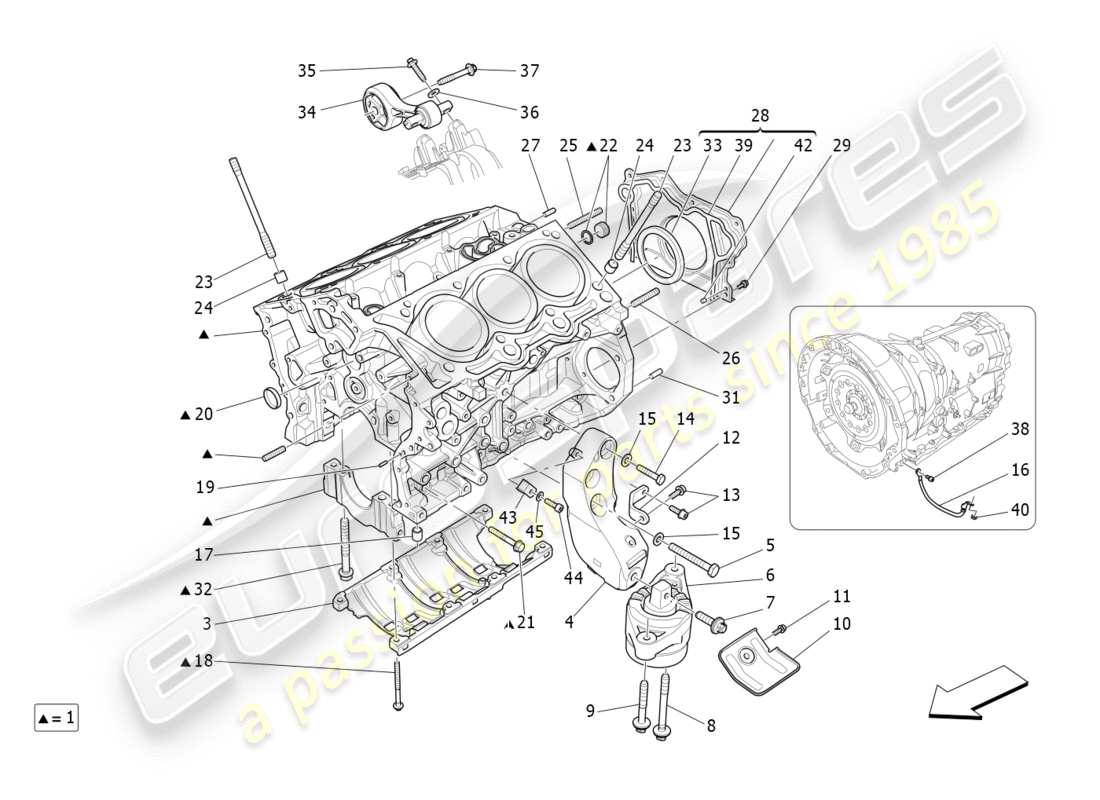 maserati qtp 3.0 bt v6 410hp (2014) crankcase part diagram