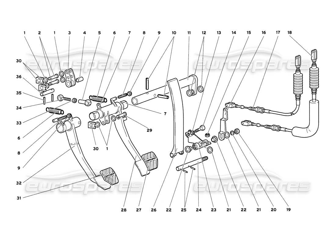 lamborghini diablo 6.0 (2001) pedals parts diagram