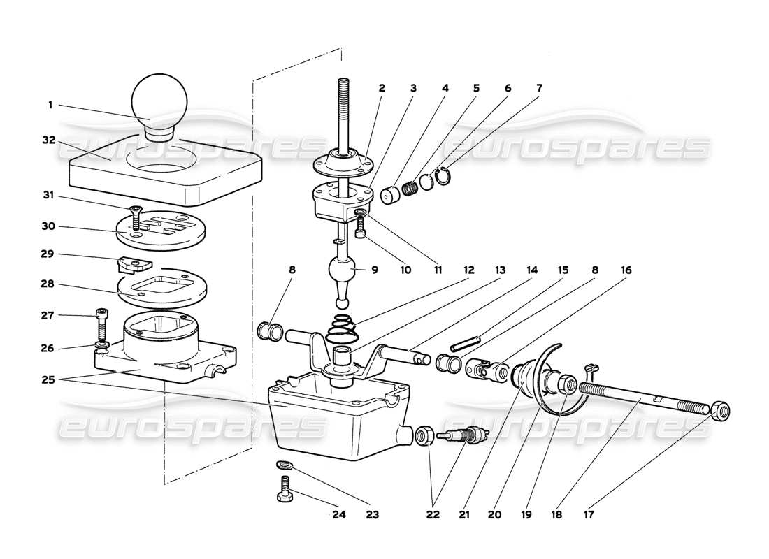 lamborghini diablo 6.0 (2001) gearbox control tower parts diagram