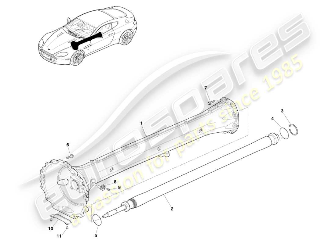 aston martin v8 vantage (2007) driveshaft assembly part diagram