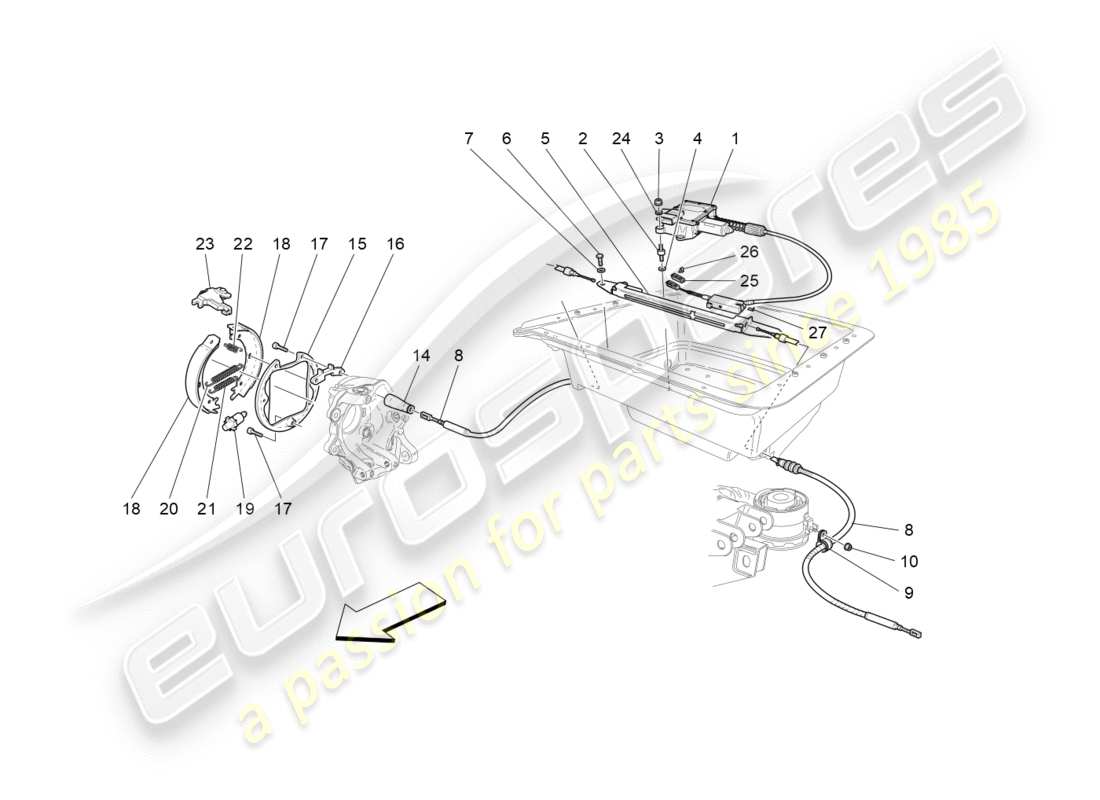 maserati granturismo s (2015) parking brake parts diagram