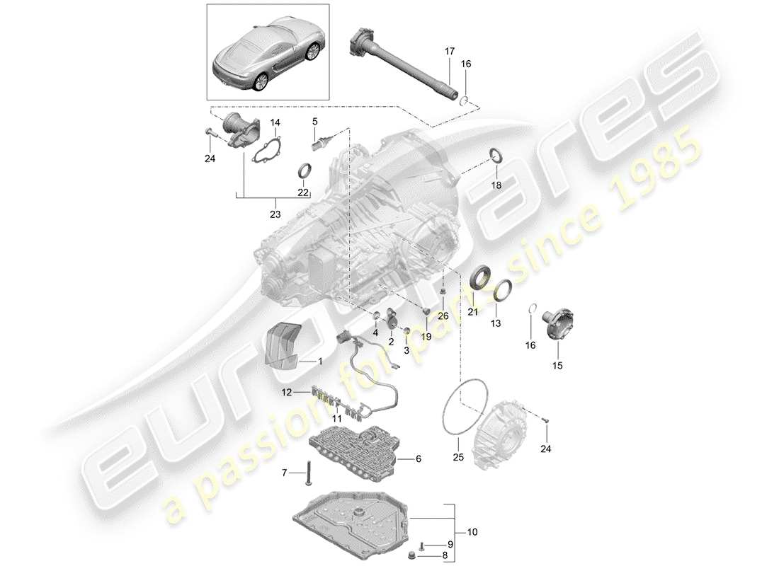 a part diagram from the porsche cayman parts catalogue