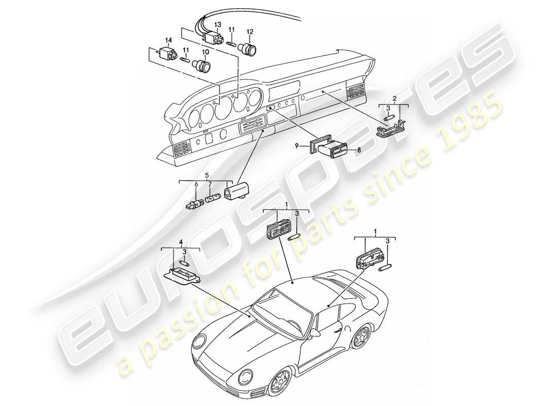 a part diagram from the porsche 959 parts catalogue