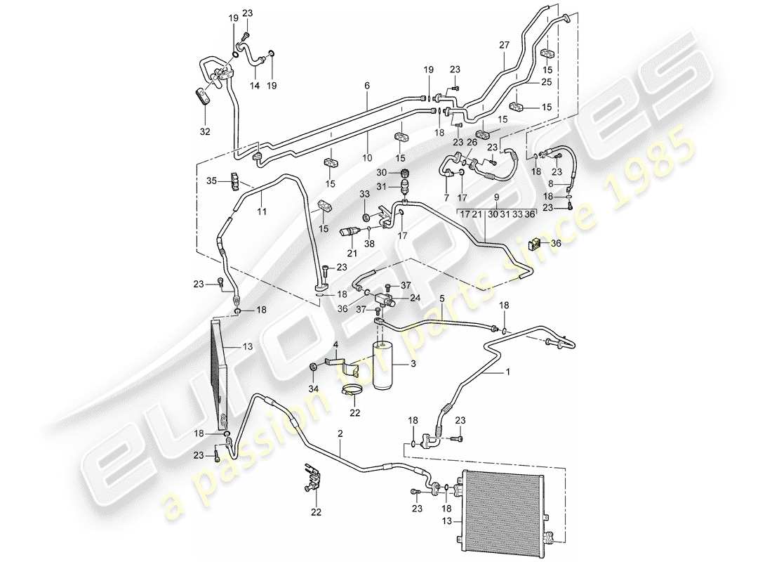 a part diagram from the porsche 997 gt3 parts catalogue