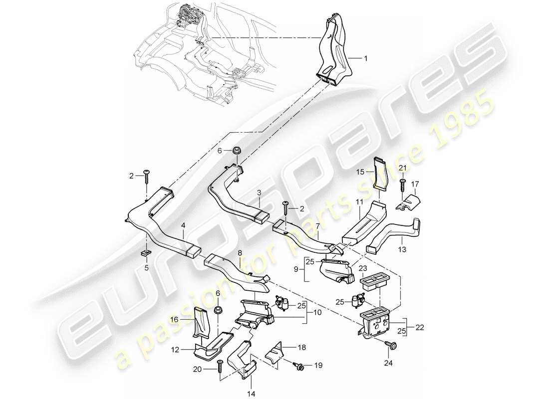 porsche cayenne (2005) air duct part diagram