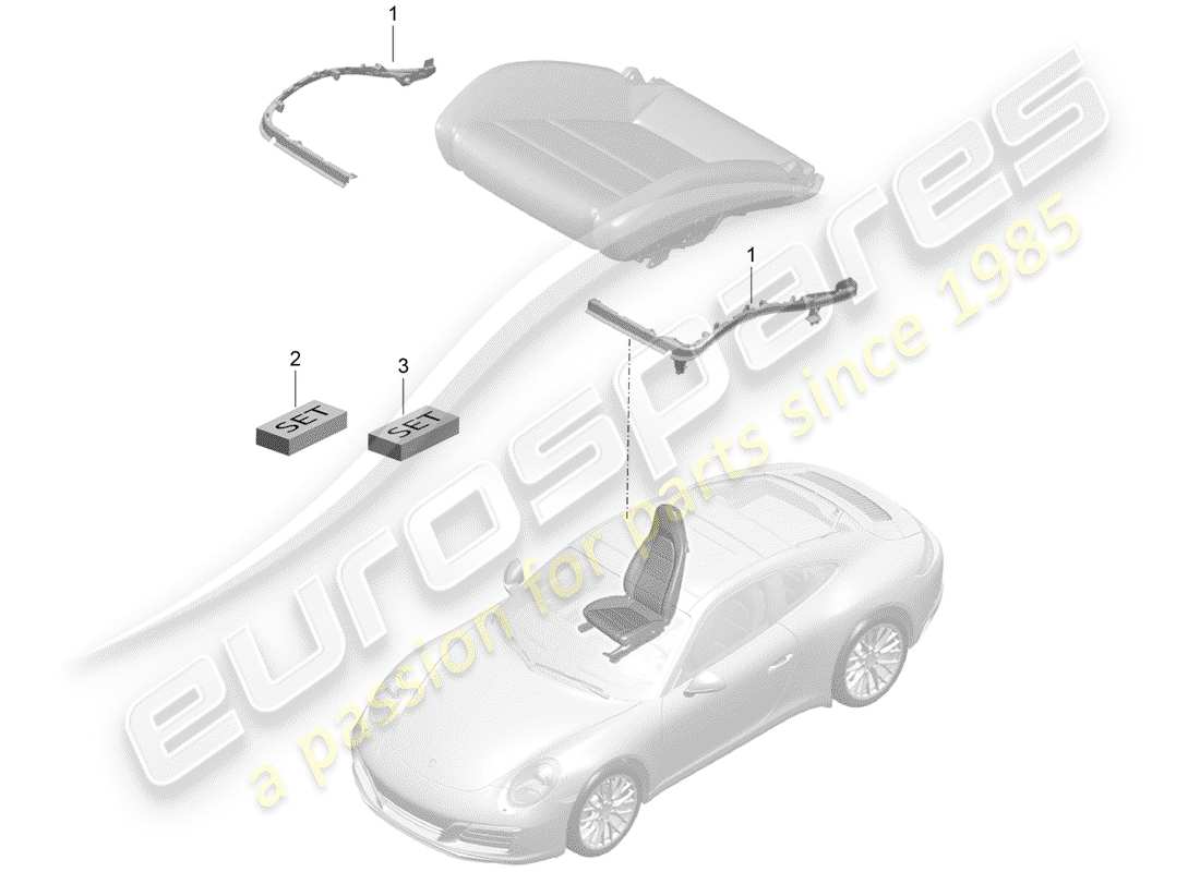 porsche 991 gen. 2 (2019) padding for seat part diagram