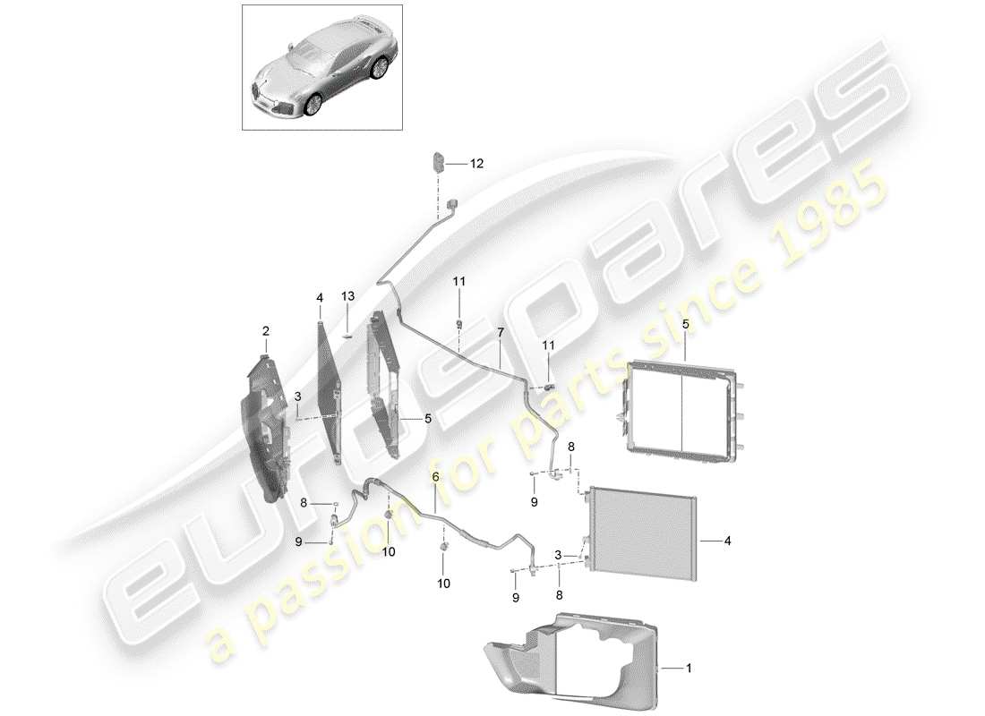 porsche 991 turbo (2019) refrigerant circuit part diagram