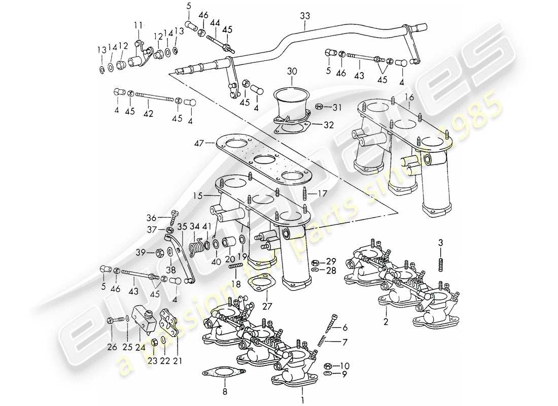 porsche 911 (1973) injection system - throttle body - d >> - mj 1971 part diagram