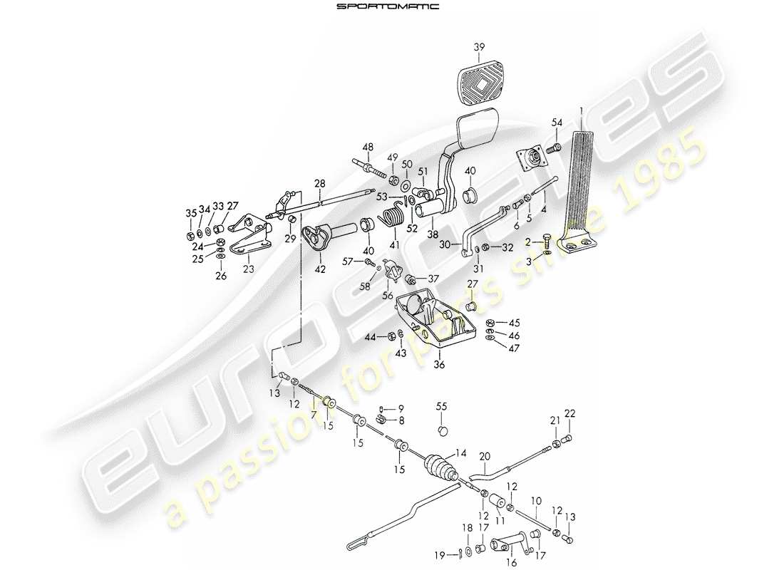 porsche 911 (1973) pedals part diagram