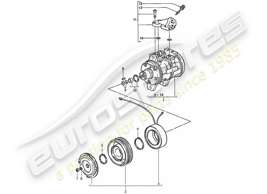 porsche 944 (1988) compressor parts diagram