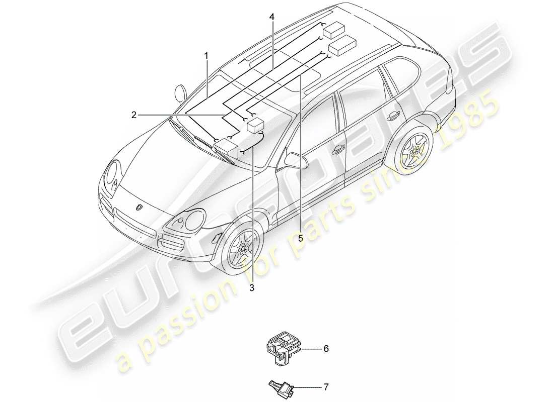 porsche cayenne (2004) light fibre optic part diagram