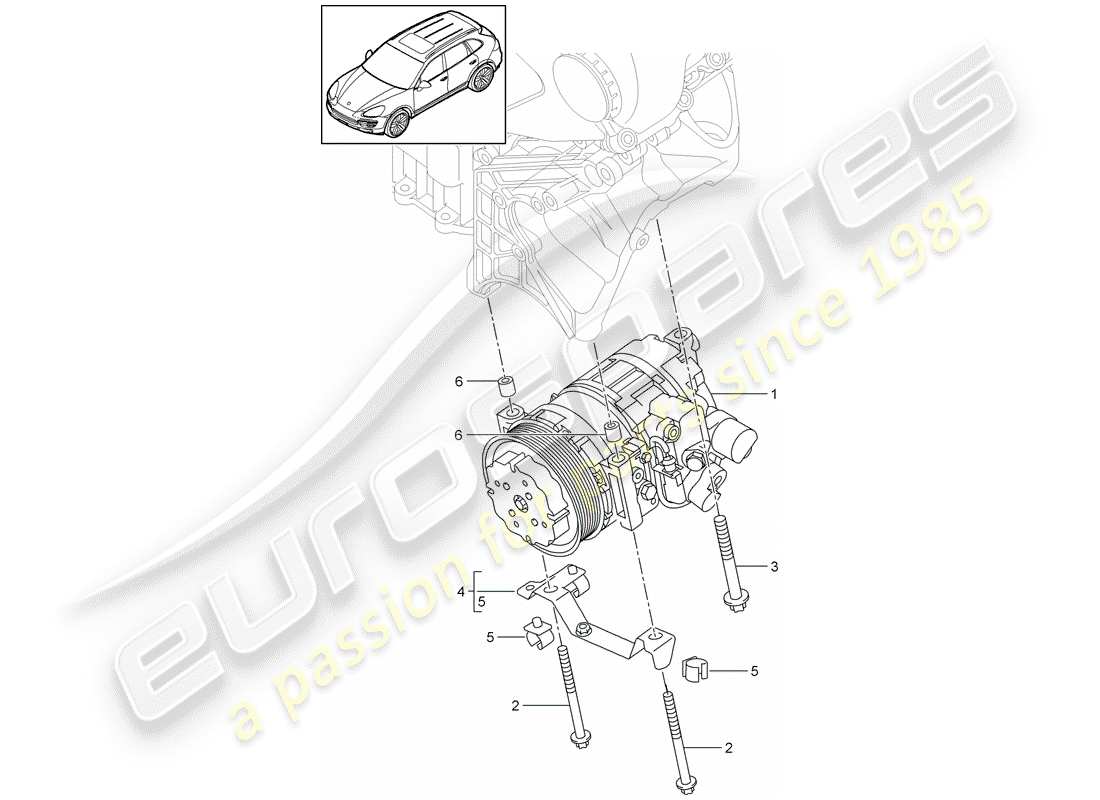 porsche cayenne e2 (2013) compressor part diagram