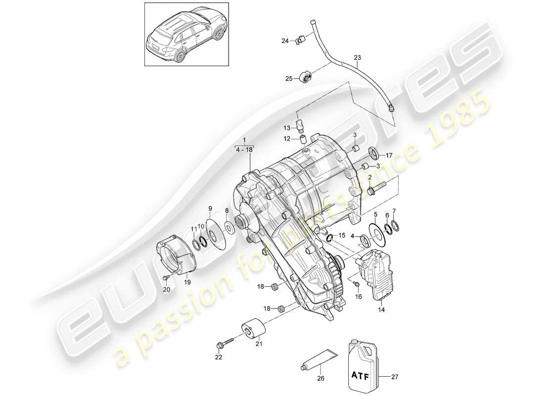 porsche cayenne e2 (2013) transfer box part diagram