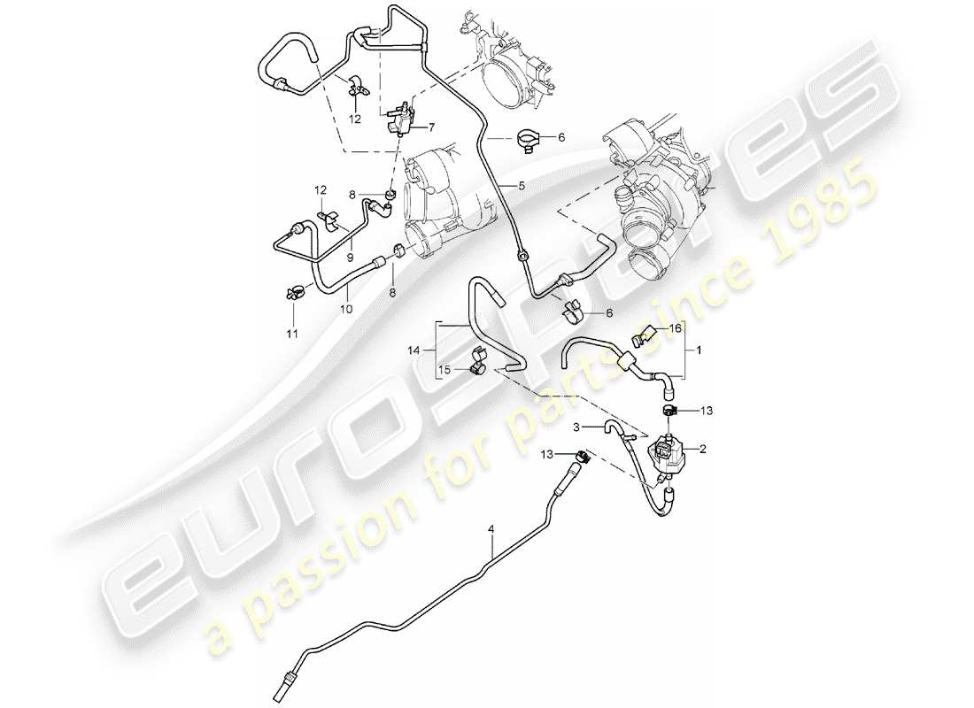 porsche cayenne (2004) exhaust gas turbocharger parts diagram