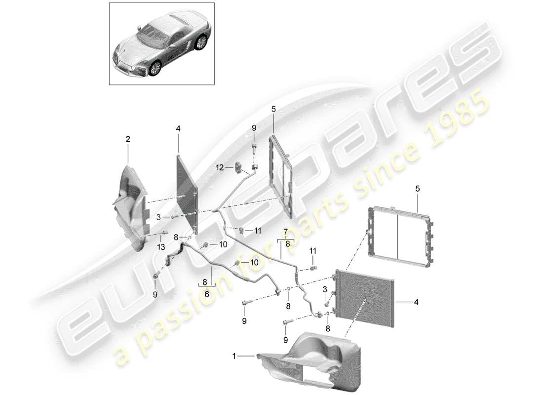 porsche 718 boxster (2020) refrigerant circuit part diagram