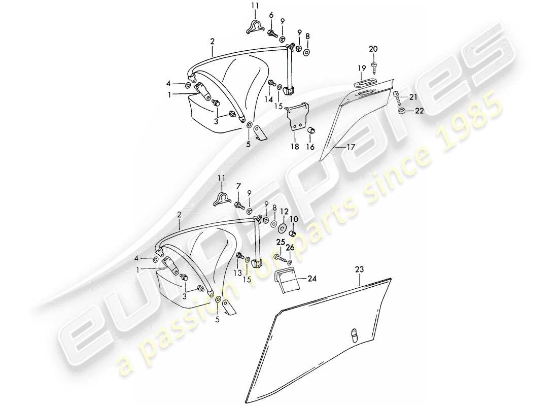 porsche 911 (1973) seat belt - with: - automatic - and - warning function - (usa) (cdn) part diagram