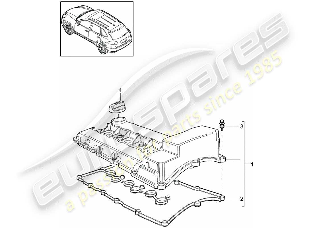 porsche cayenne e2 (2018) valve cover part diagram