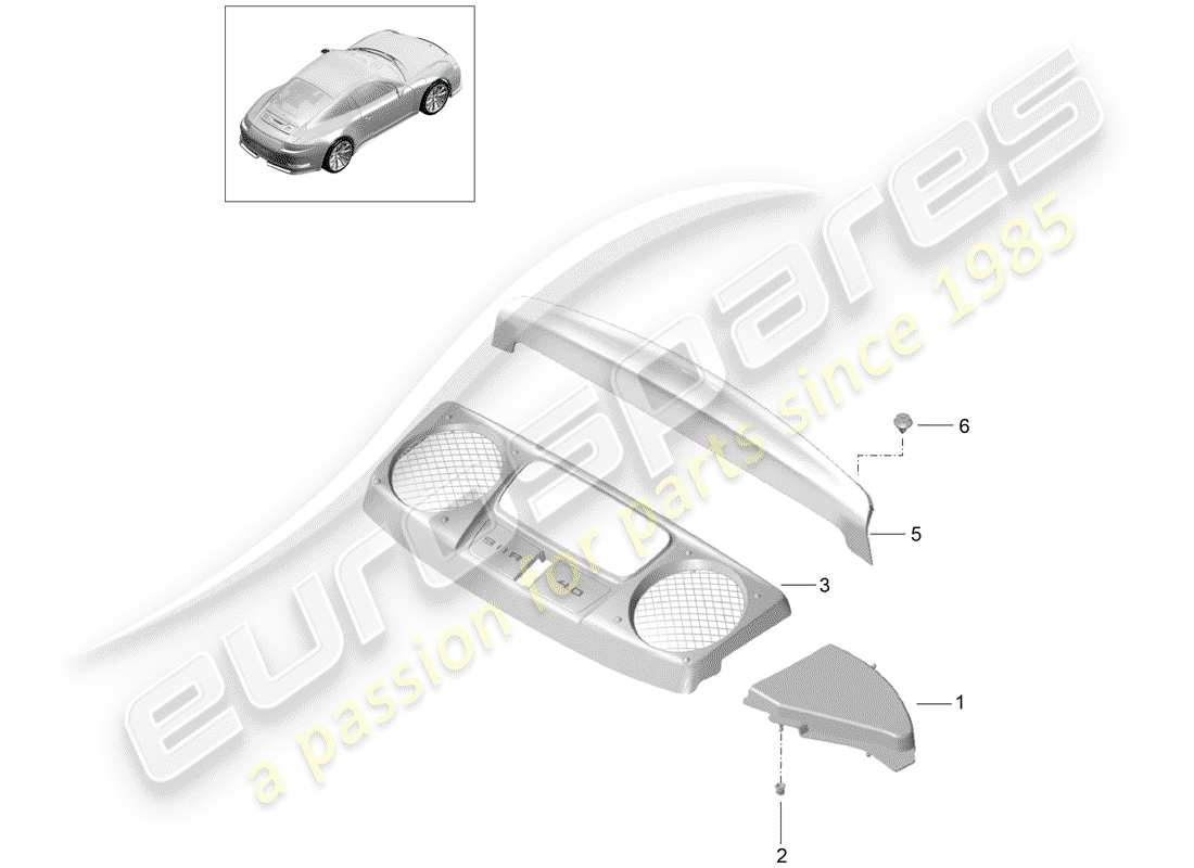 porsche 991r/gt3/rs (2016) lining parts diagram