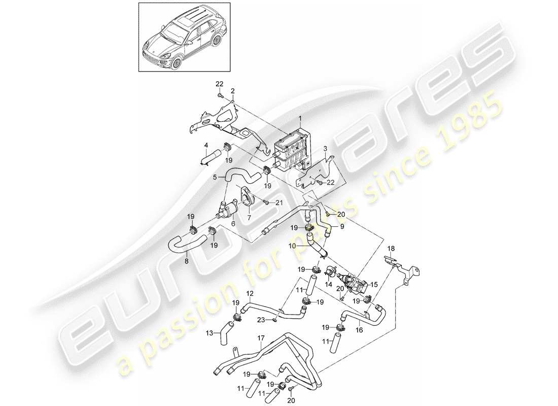 porsche cayenne e2 (2013) heater part diagram