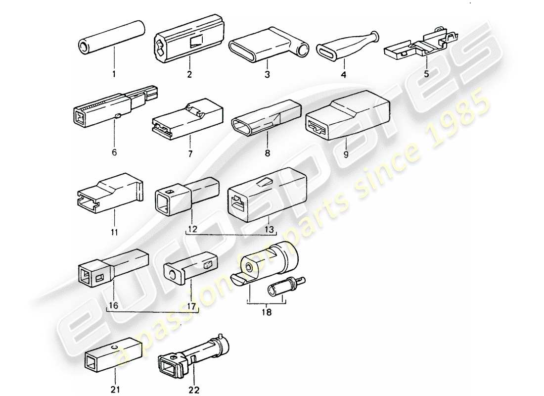 porsche 964 (1992) butt connector - connector housing - single pole part diagram