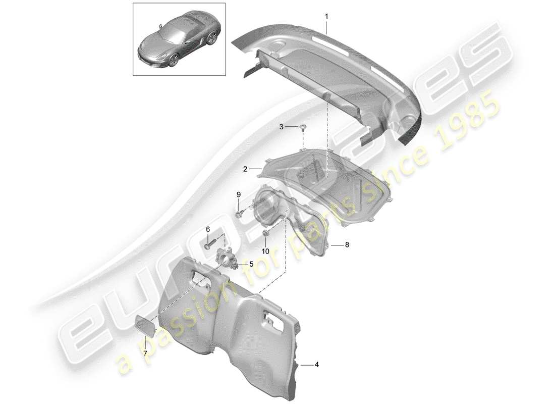 porsche boxster 981 (2012) trims part diagram