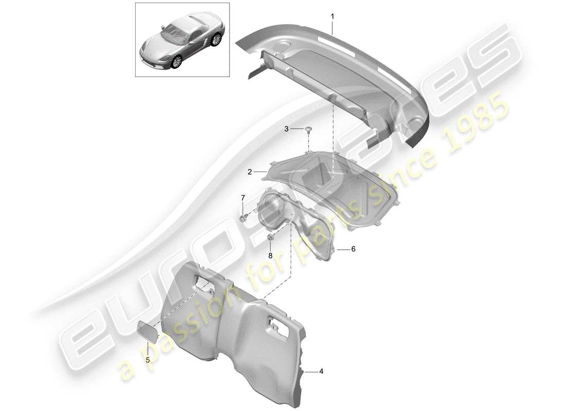 porsche 718 boxster (2019) trims part diagram