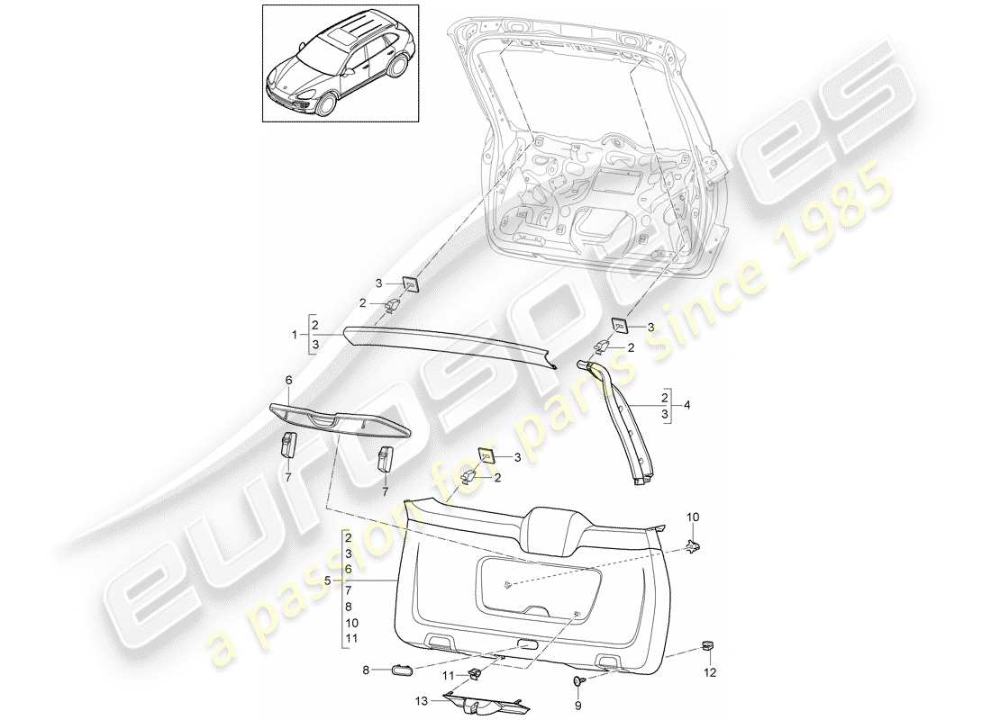 porsche cayenne e2 (2013) trims part diagram