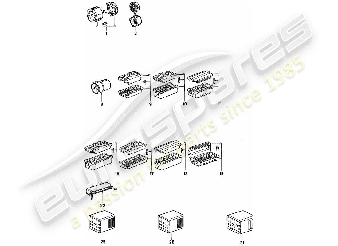 porsche 968 (1994) connector housing parts diagram