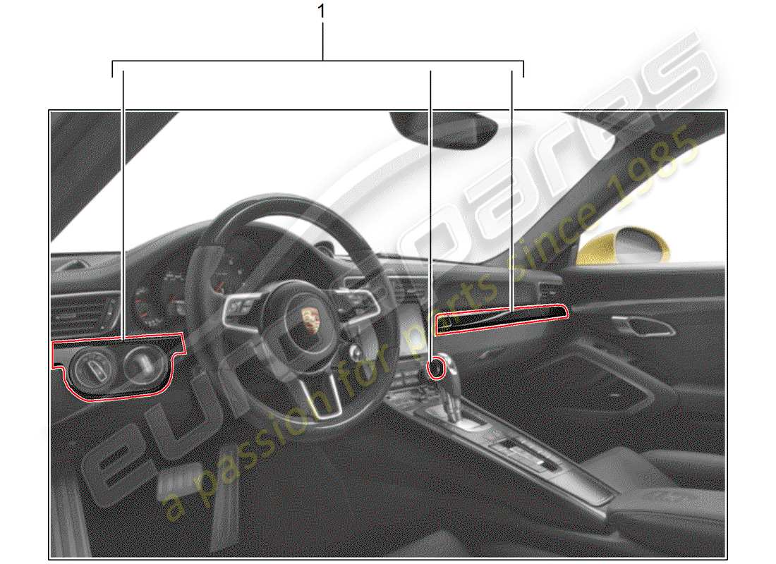 porsche tequipment 98x/99x (2016) installation kit part diagram