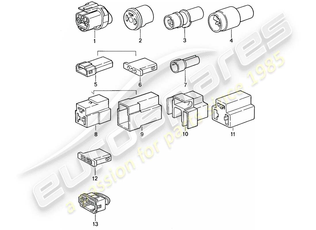 porsche 944 (1989) connector housing - 3-pole part diagram