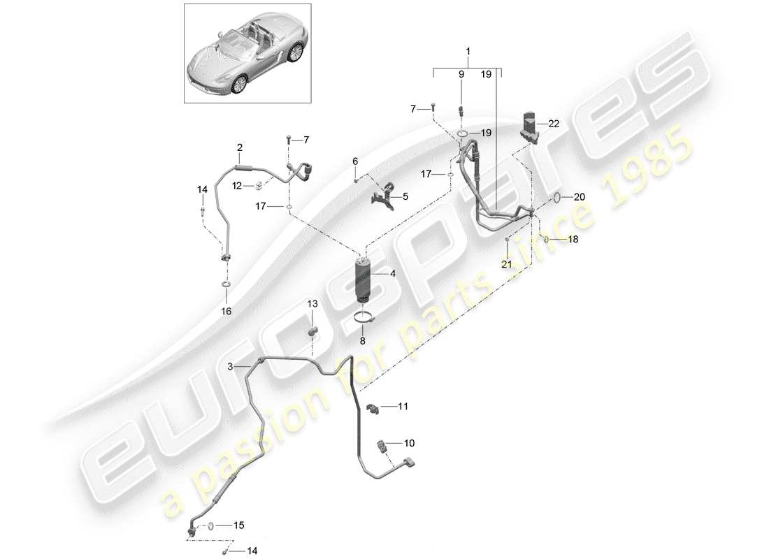 porsche 718 boxster (2017) refrigerant circuit part diagram