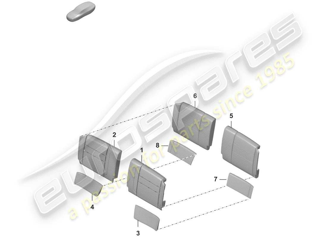 porsche 992 (2020) foam part parts diagram