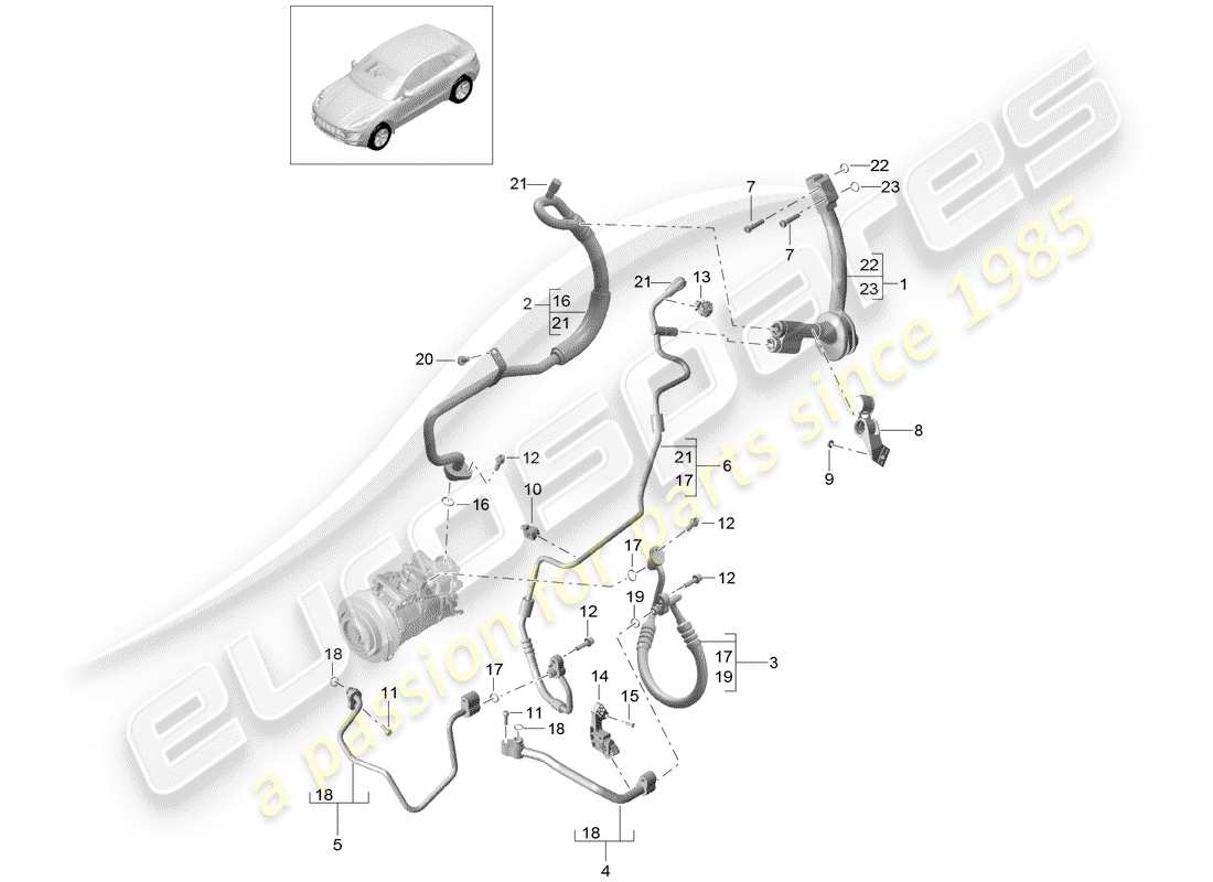 porsche macan (2014) refrigerant circuit part diagram