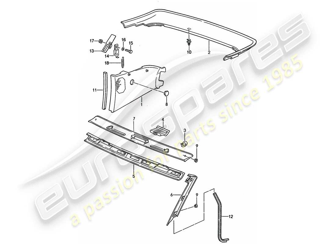 porsche 944 (1989) trims part diagram