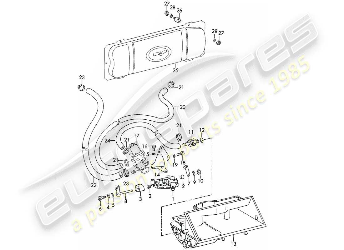 porsche 911 (1973) vacuum system - for - clutch release - d - mj 1972>> part diagram