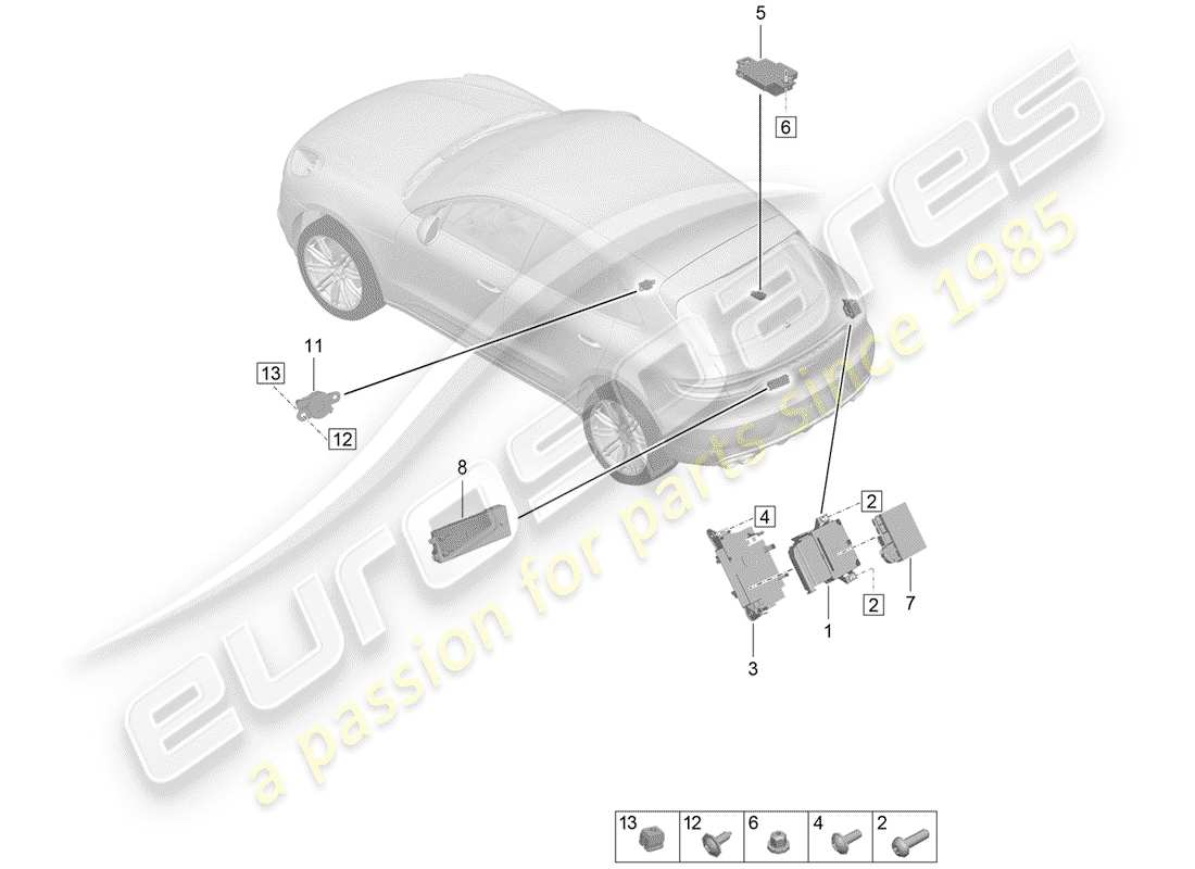 porsche macan (2020) control units part diagram