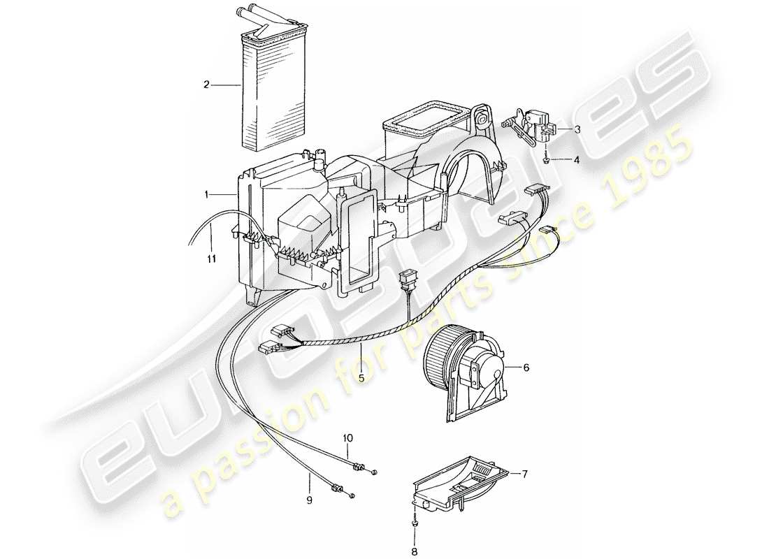 porsche 996 gt3 (2005) heater - single parts parts diagram