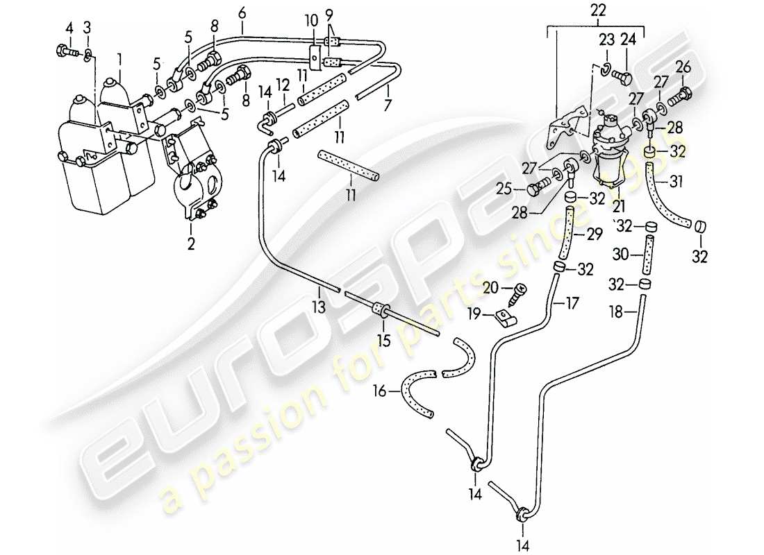 porsche 356/356a (1958) fuel pump - -autopulse 500- - electric - with: - fuel line part diagram