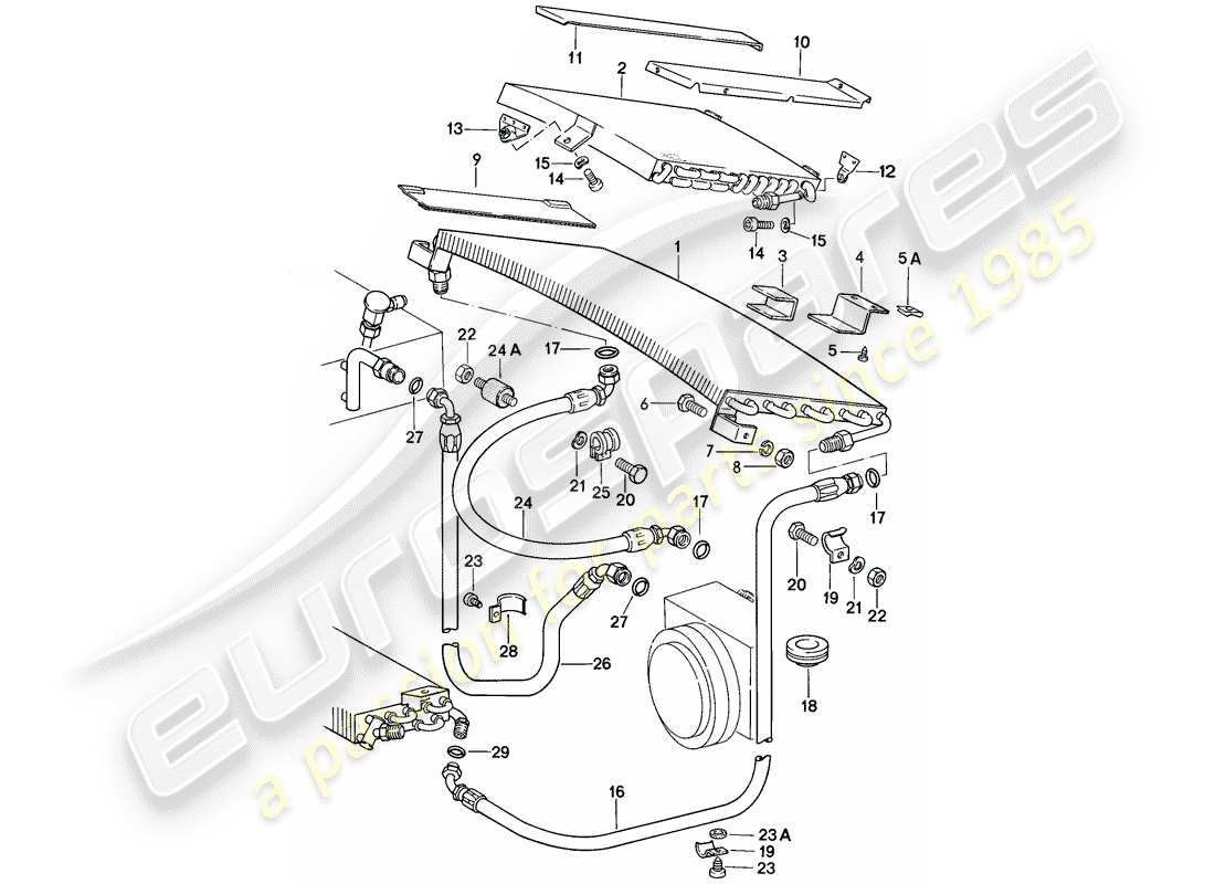 porsche 911 (1985) capacitor - refrigerant line - accessories and others part diagram