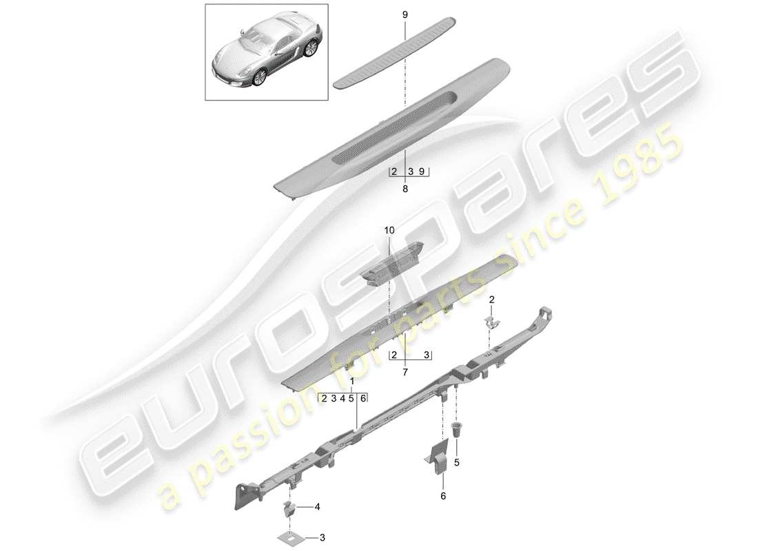 porsche boxster 981 (2012) lining part diagram