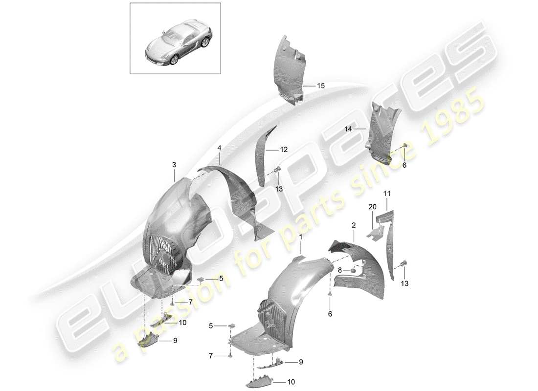 porsche boxster 981 (2012) trims parts diagram