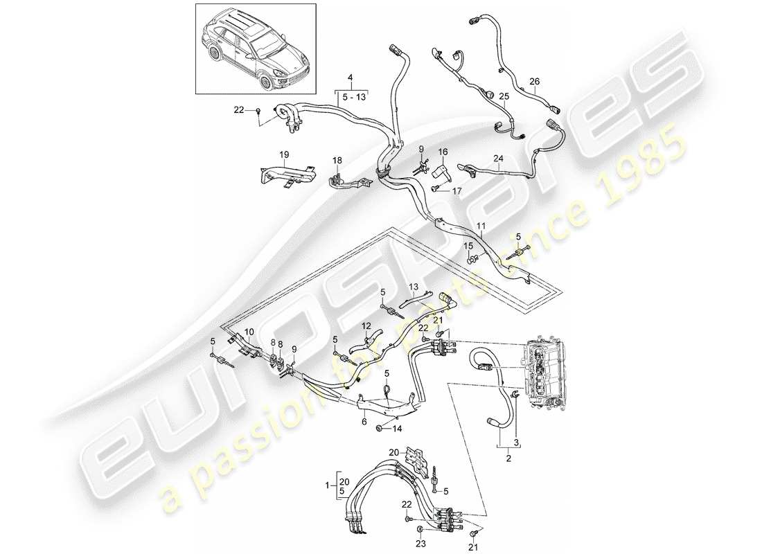 porsche cayenne e2 (2017) hybrid parts diagram