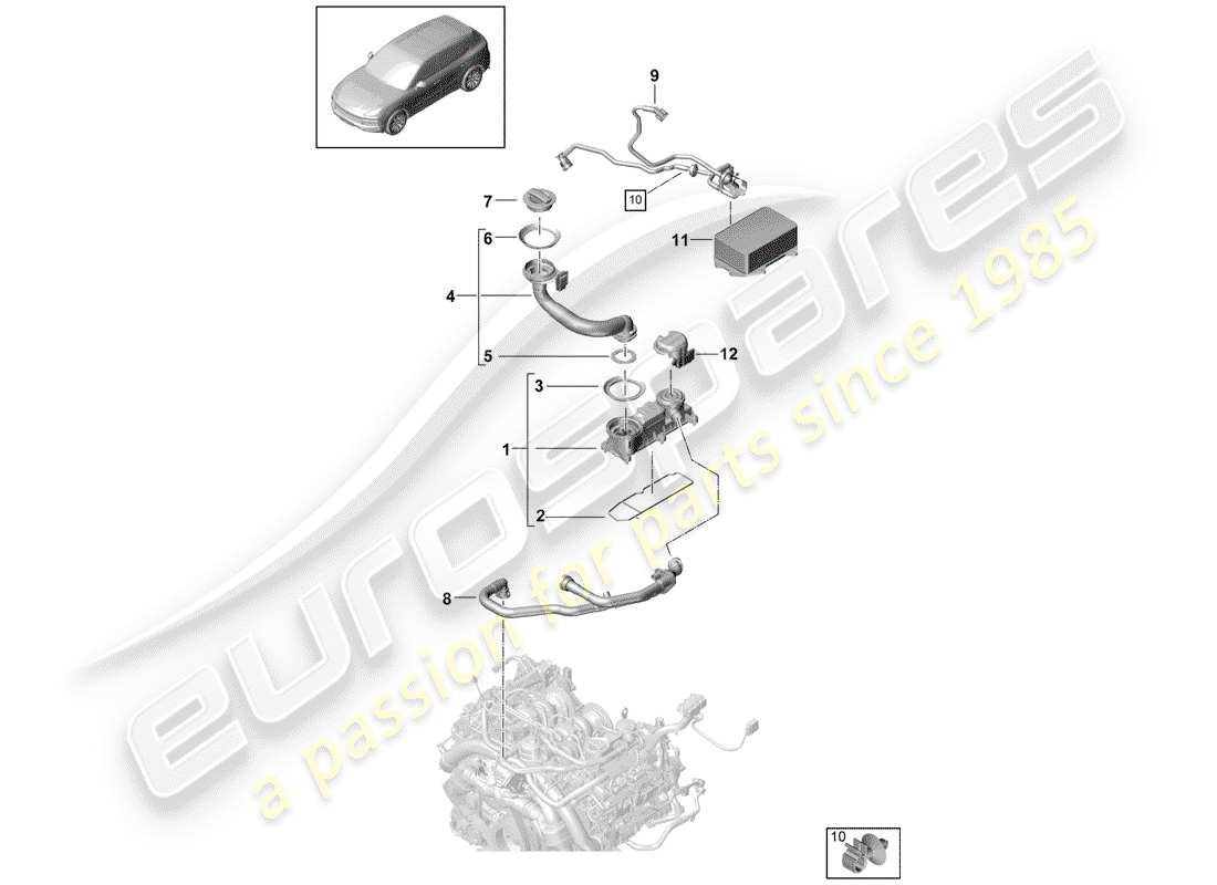 porsche cayenne e3 (2019) ventilation for cylinder block part diagram