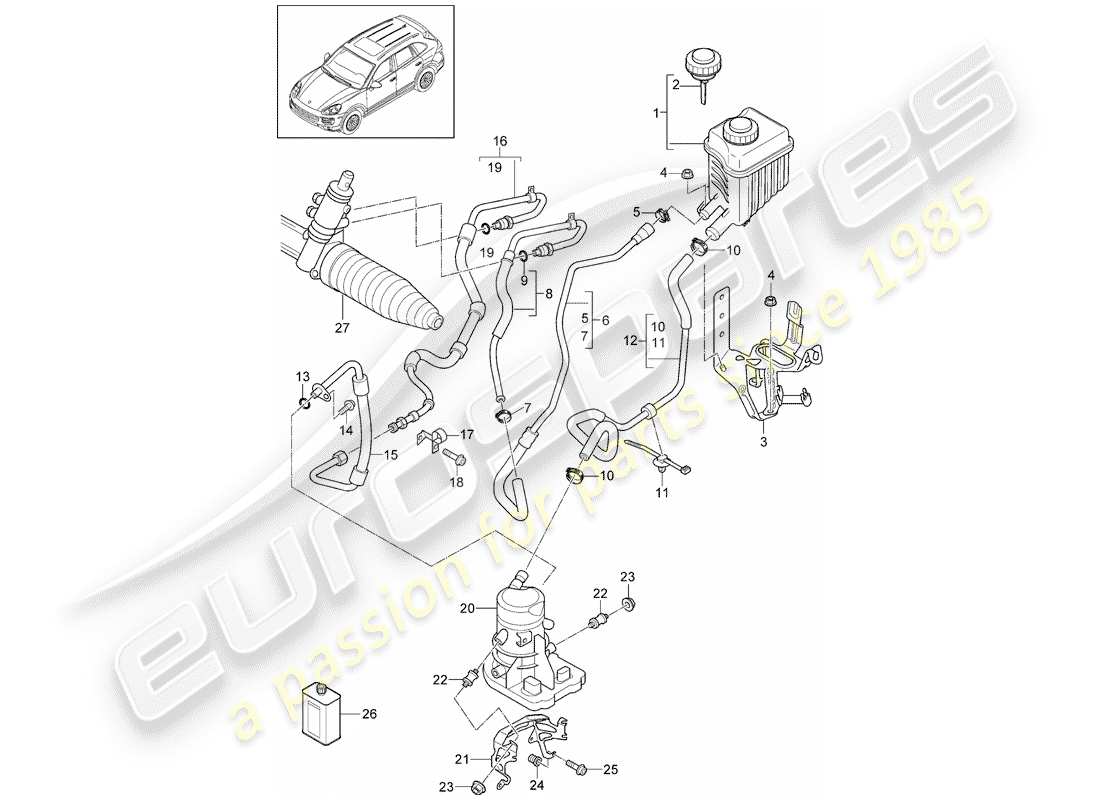 porsche cayenne e2 (2017) power steering part diagram