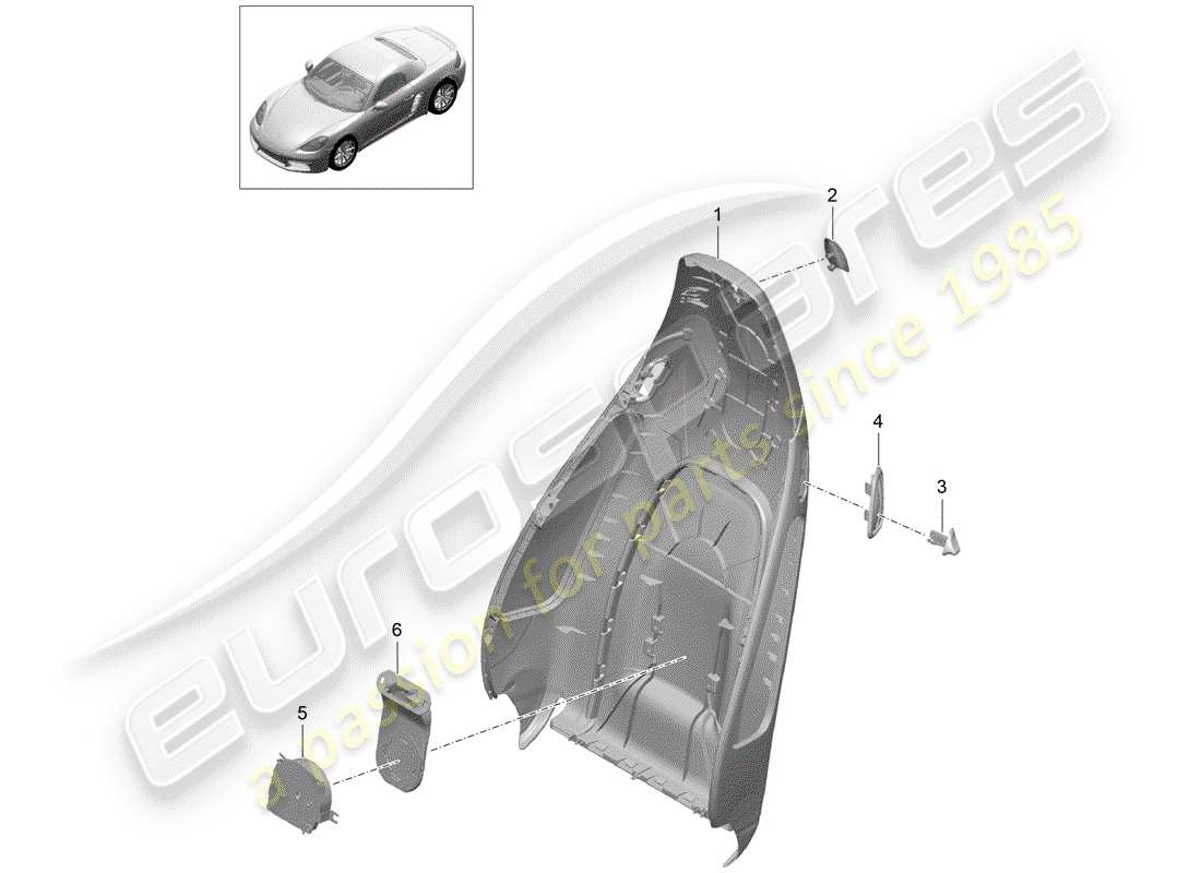 porsche 718 boxster (2019) backrest shell part diagram