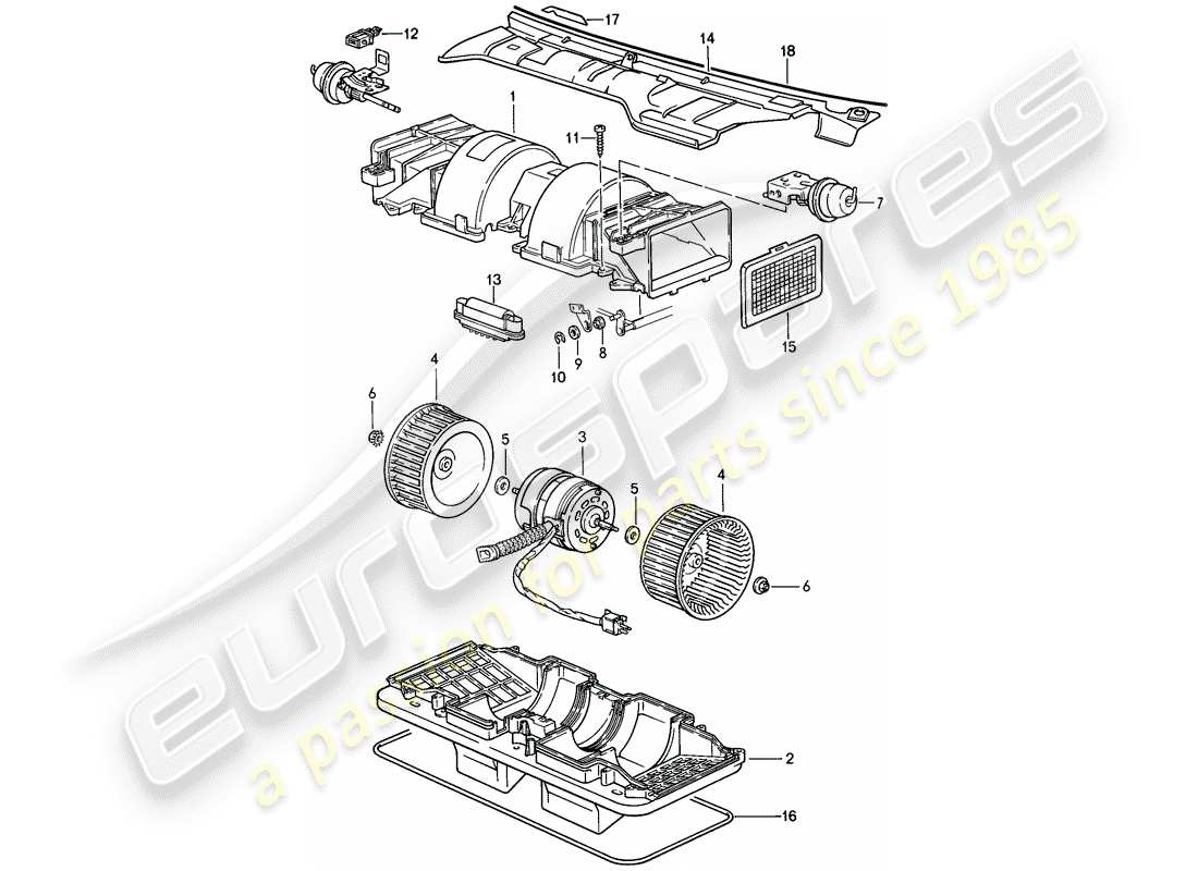 porsche 944 (1988) fan parts diagram