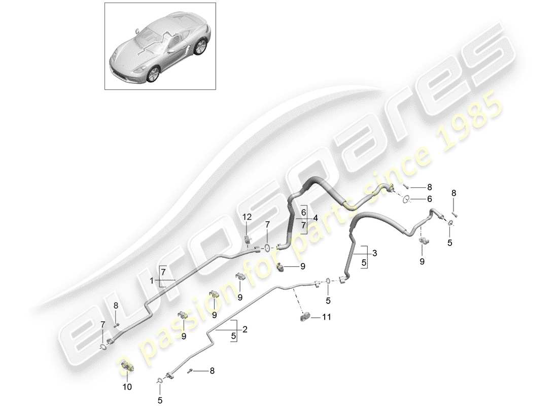 porsche 718 cayman (2018) refrigerant circuit parts diagram