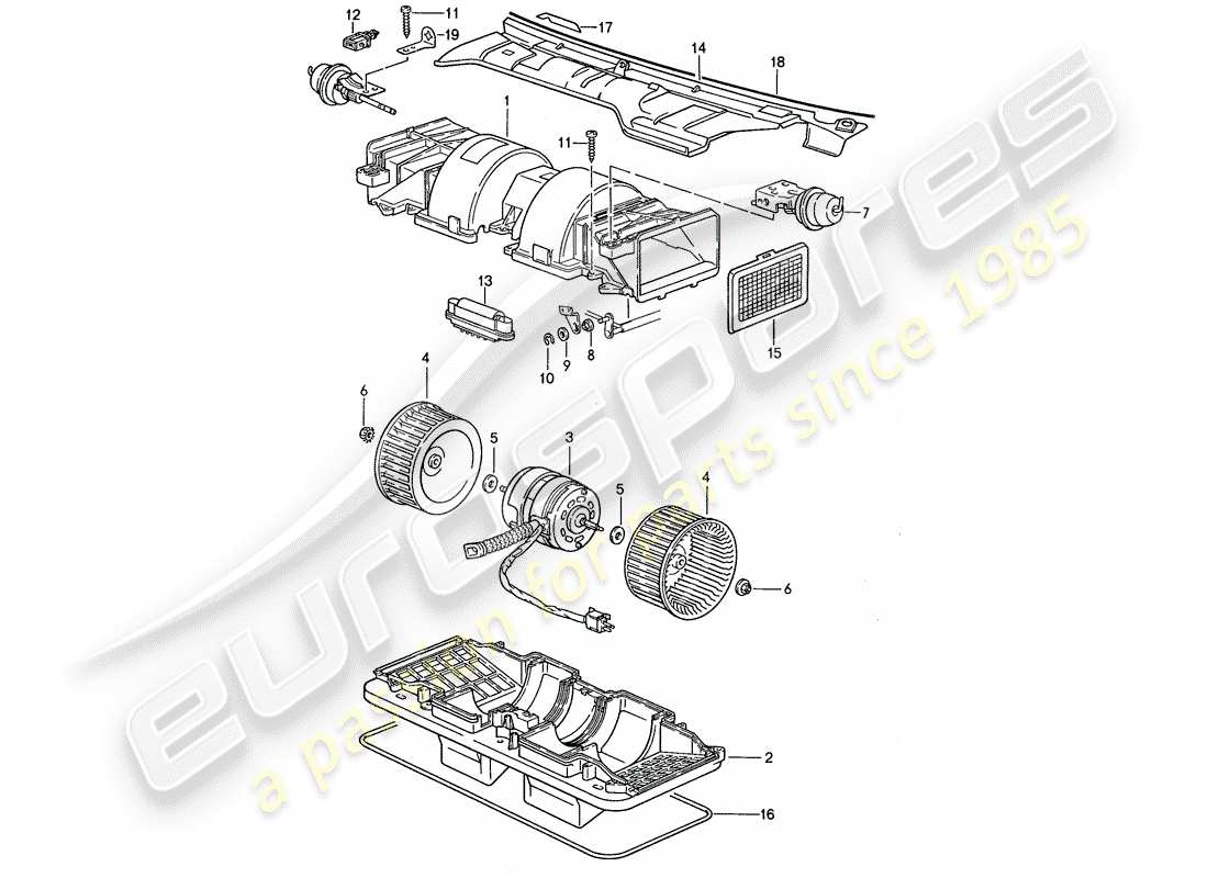 porsche 944 (1989) fan part diagram