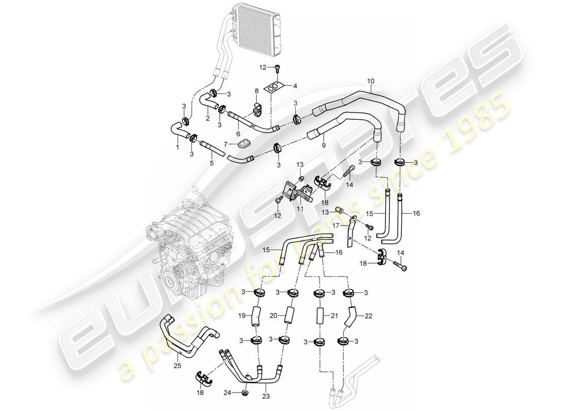 porsche cayenne (2005) air con./heating/aux. heater part diagram