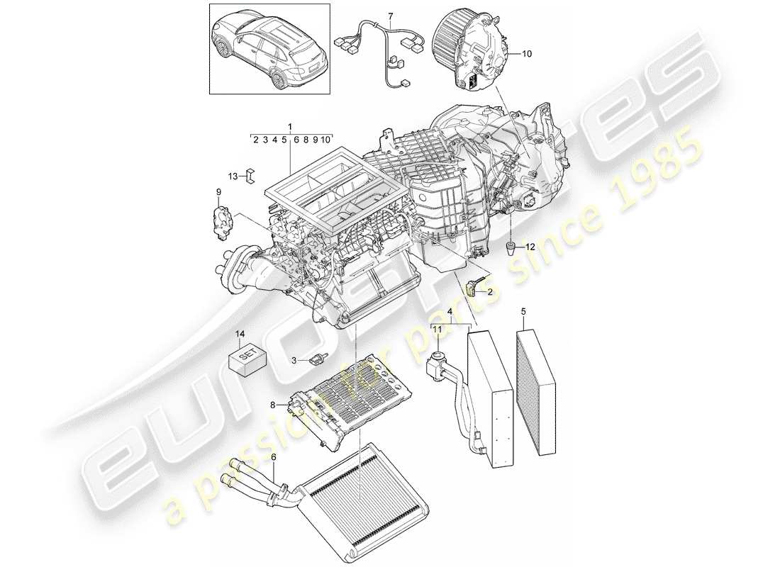 porsche cayenne e2 (2018) air conditioner part diagram